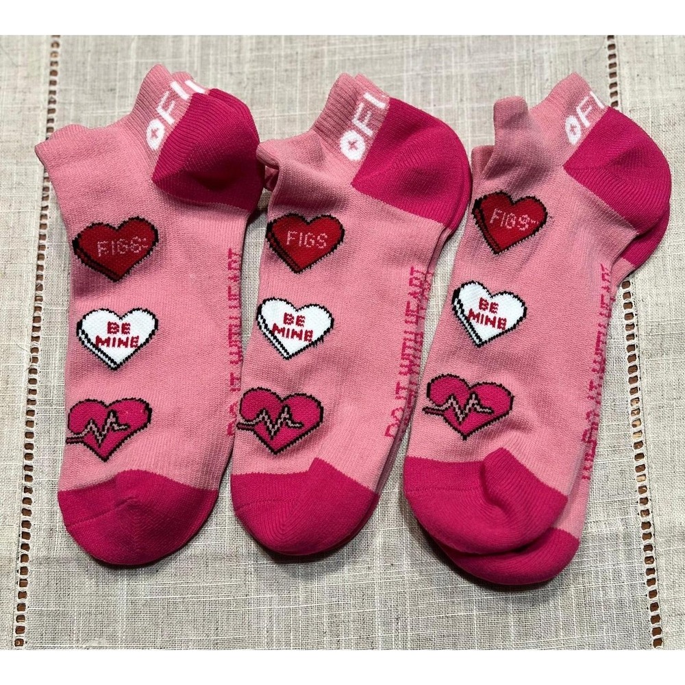 FIGS Ankle Socks Be Mine Lot of 3 Pairs Large NWOT